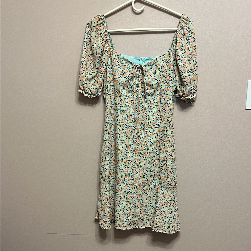 Altar'd State Floral Puff Sleeve Mini Dress